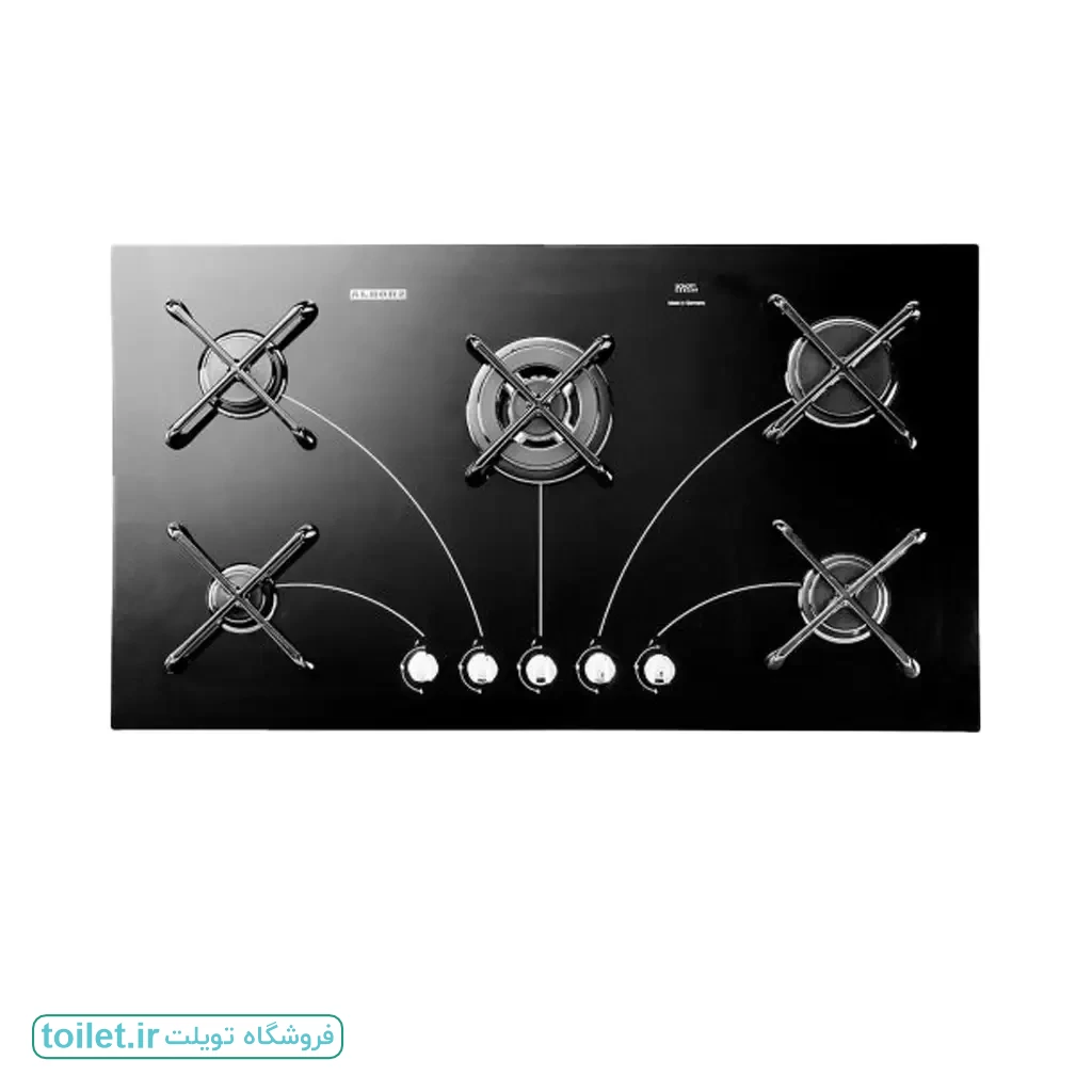 اجاق گاز پنج شعله سرامیکی استیل البرز مدل C5902 مشکی    